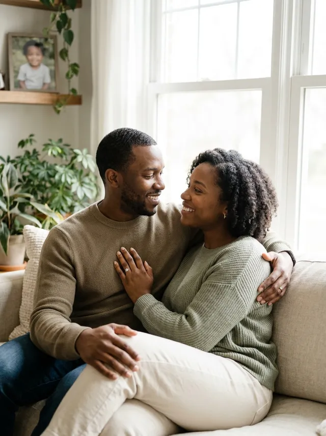 Parents smiling together at home